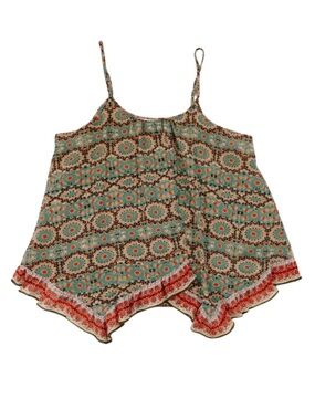 Patrons of Peace Flowy Boho Print Tank Top Size L EUC